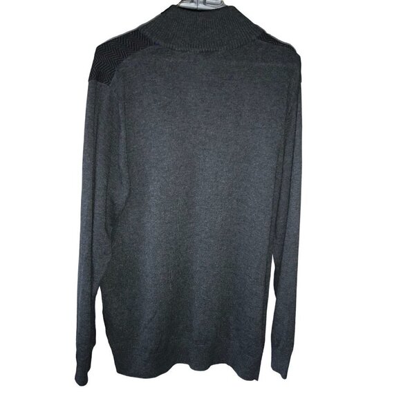 Tricots St Raphael Mens Collared LS Herringbone Charcoal Part Zip Sweater EUC M - Picture 5 of 5